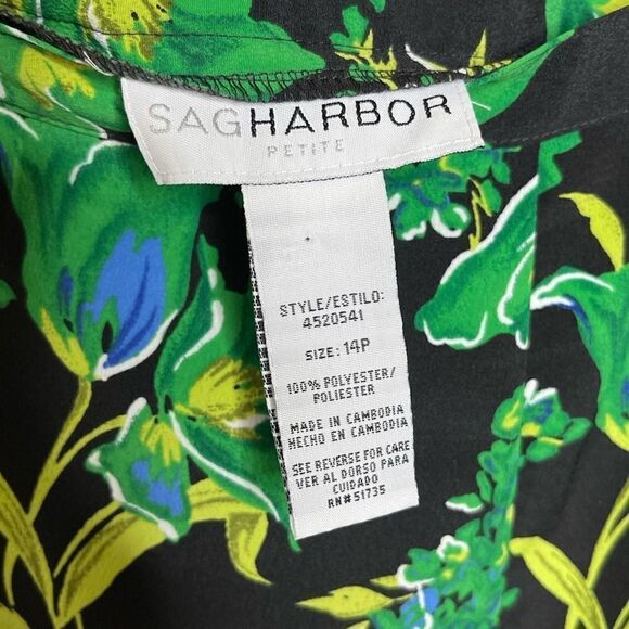 Sag Harbor Black Green Floral Skirt 14P - Picture 6 of 6